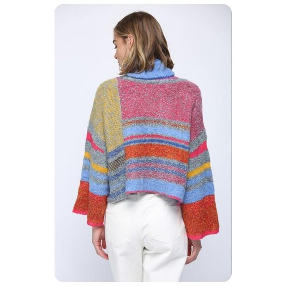 FATE Multicolored Turtleneck Pullover Sweater sz M - Picture 3 of 8